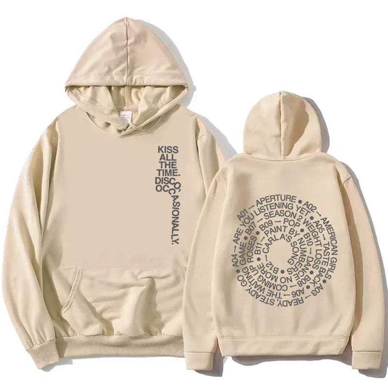 Unisex hoodie with hood, kangaroo pocket, and lettering
