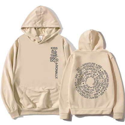 Unisex hoodie with hood, kangaroo pocket, and lettering