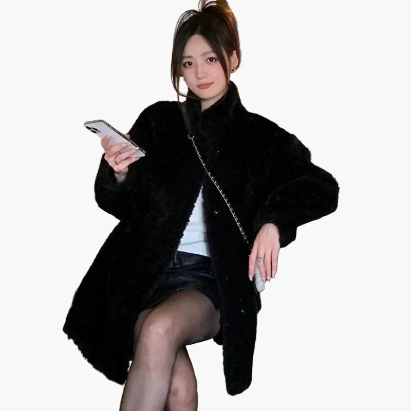 Damen Winter Trend Oversize Kuscheljacke – Modische Freizeitjacke für kalte Tage