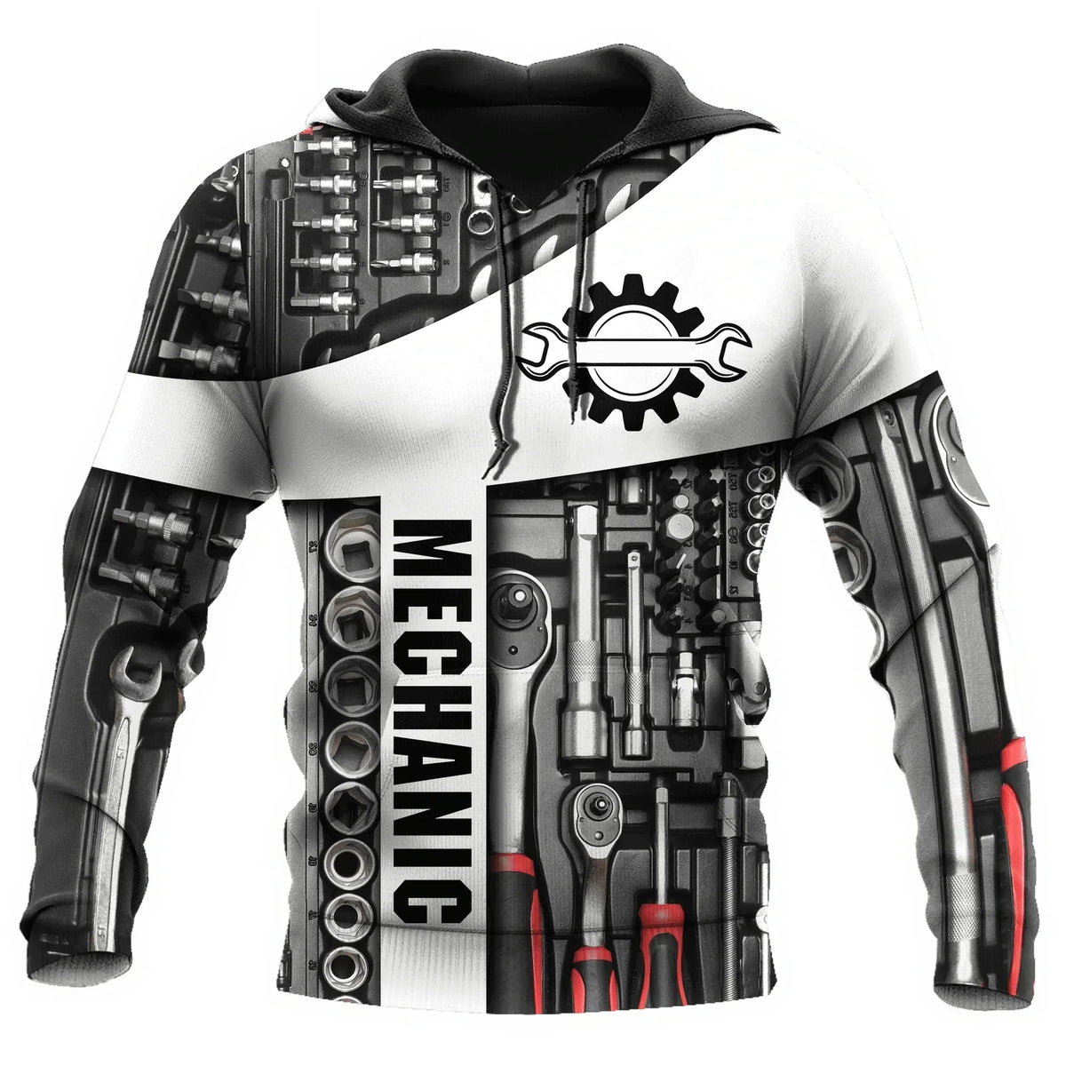 Hoodie mit Mechaniker-Thema und Grafikdruck, verschiedene Designs