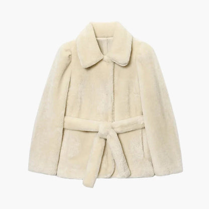 Damen Luxus-Kurzmantel mit Gürtel – Eleganter Alltags- und Anlass-Look