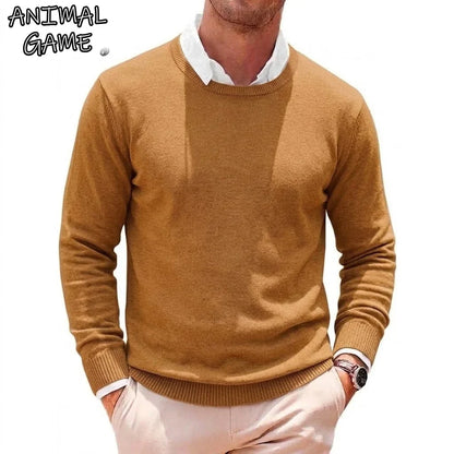 Herren Rundhals Pullover Basic Strickpullover Langarm Feinstrick