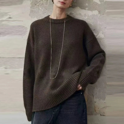 Unisex Oversized Crew-Neck Long-Sleeve Knit Sweater
