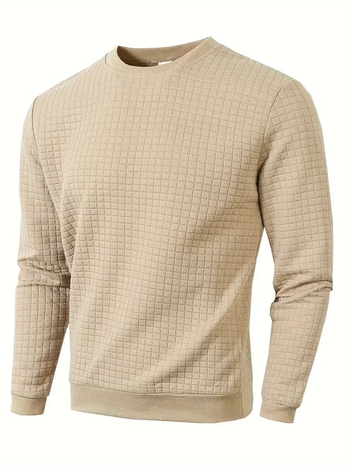 Herren Sweatshirt mit Rautenmuster Langarm Rundhals