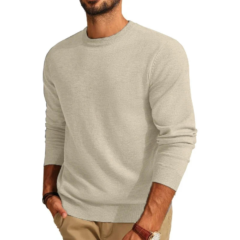 Men's crew-neck long-sleeve basic knit pullover