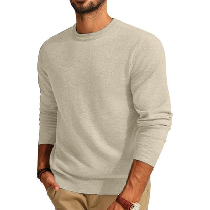 Men's crew-neck long-sleeve basic knit pullover