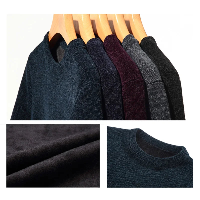 Men's crew-neck long-sleeve pullover winter warm knit pullover