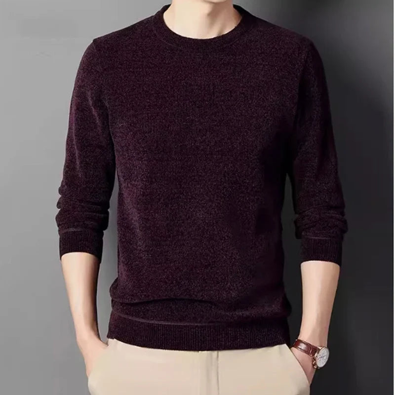 Men's crew-neck long-sleeve pullover winter warm knit pullover