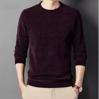 Men's crew-neck long-sleeve pullover winter warm knit pullover