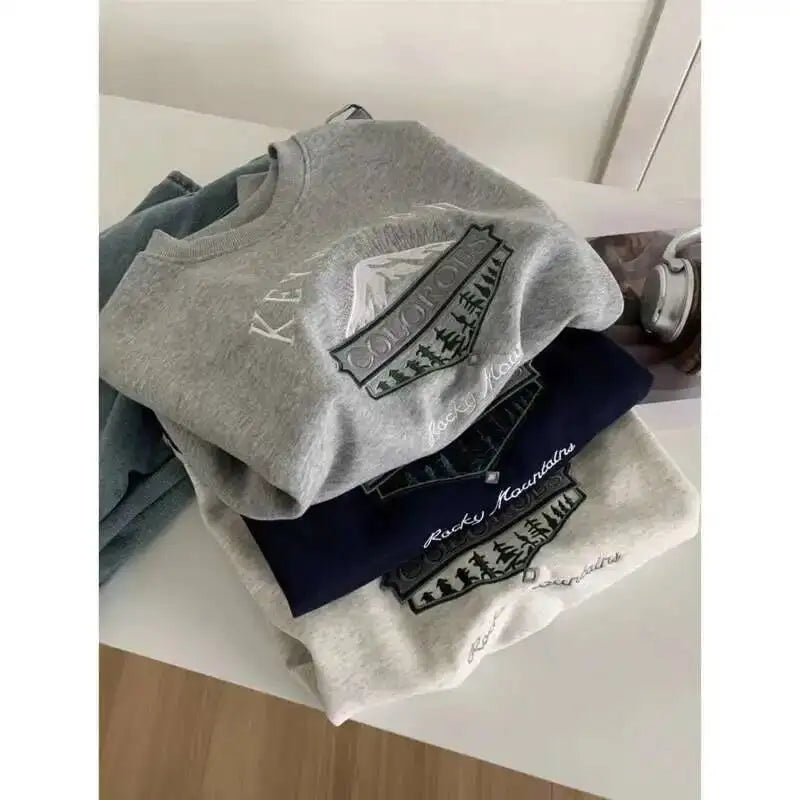 Unisex Sweatshirt Rundhalsausschnitt Print Rocky Mountains
