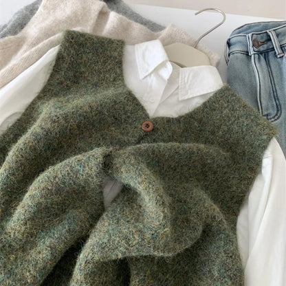 Strickweste Damen V-Ausschnitt Knopfleiste Ärmellos