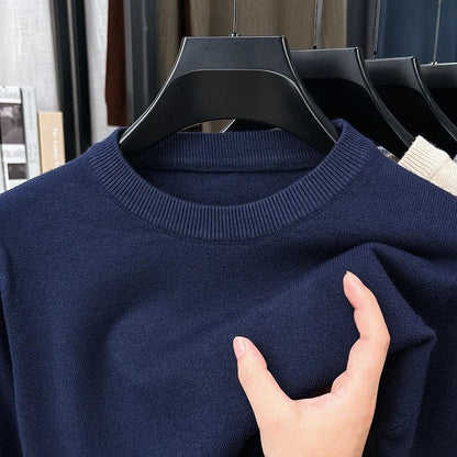 Unisex crew-neck long-sleeve basic knit pullover