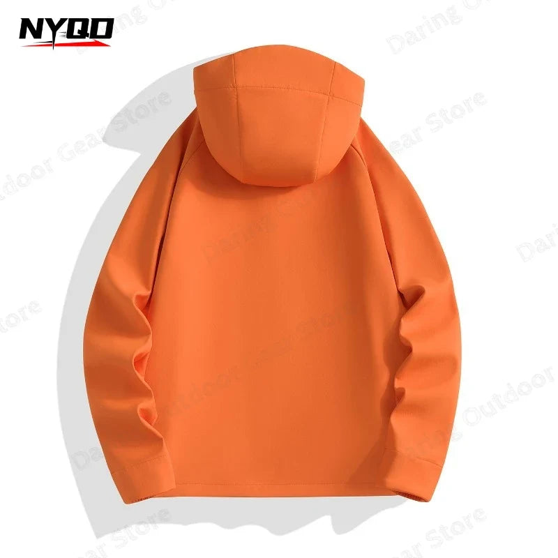 Unisex hooded jacket with zipper and side pockets