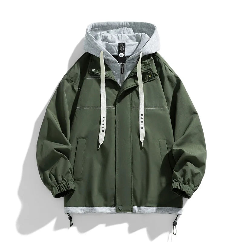 Unisex Übergangsjacke mit Kapuze und Reißverschluss