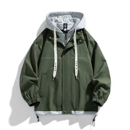 Unisex Übergangsjacke mit Kapuze und Reißverschluss