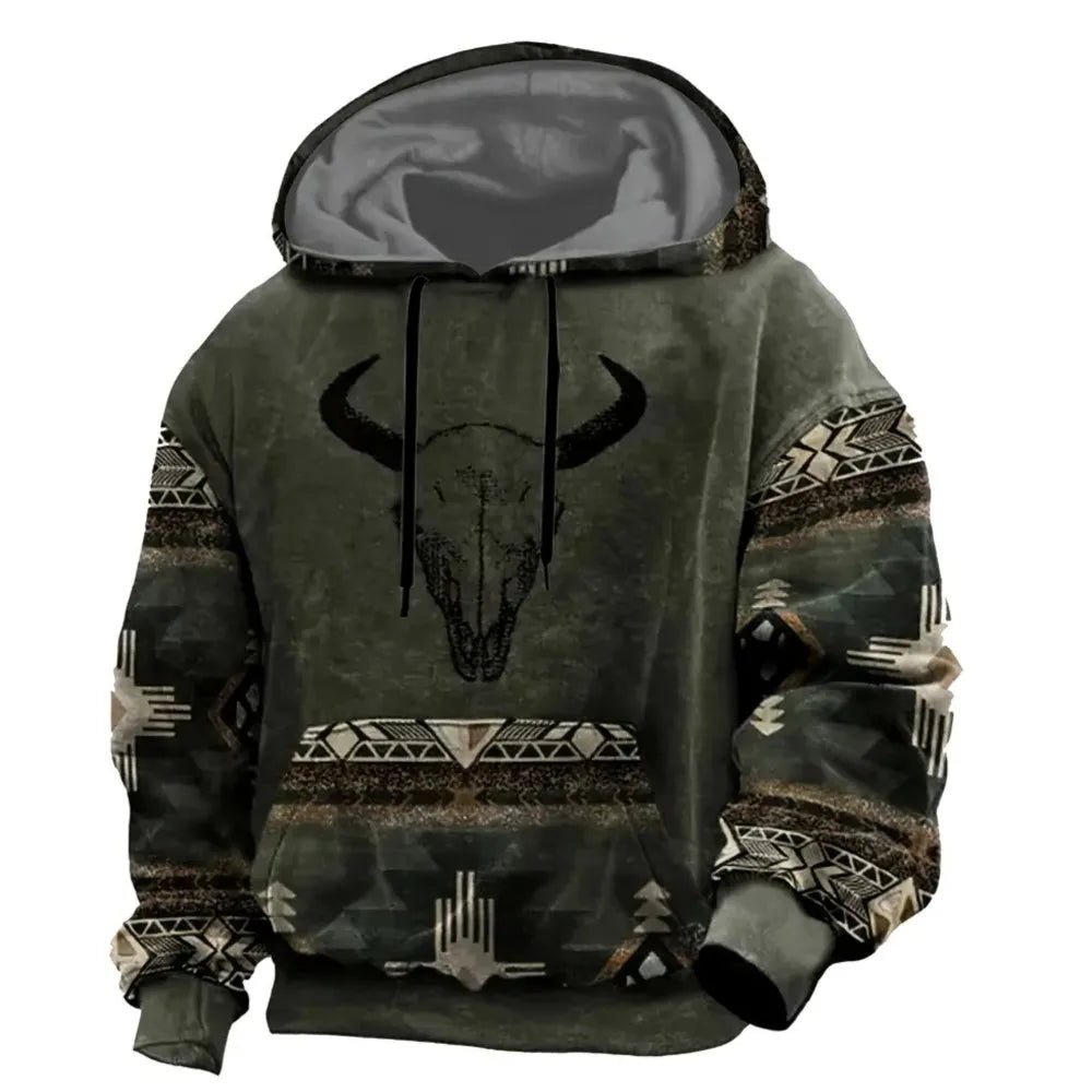 Unisex Kapuzenpullover mit Tiermotiv & Muster Kängurutasche