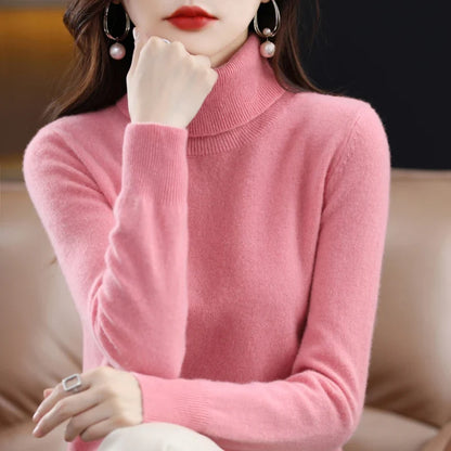 Women's turtleneck sweater made of soft material long sleeves in various colors