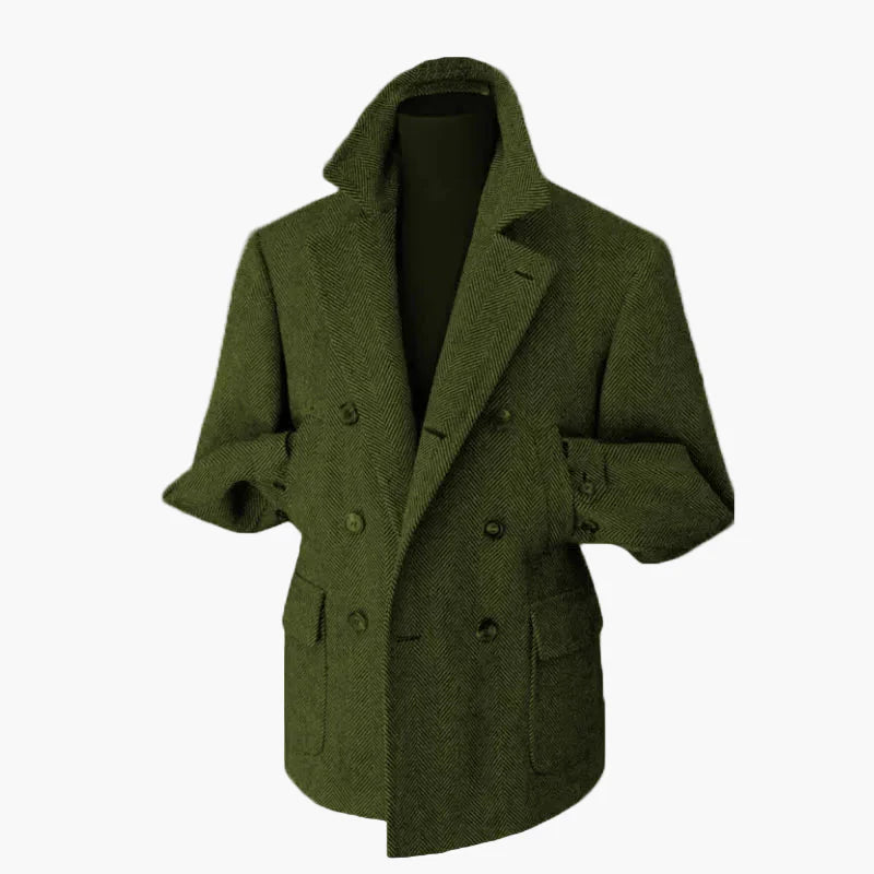 Men's Double-Breasted Vintage Business Blazer – Classic Houndstooth Look for Office & Festive Occasions