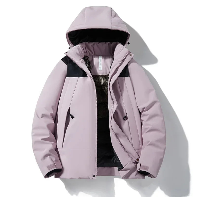 Men's winter jacket with hood - warm outdoor quilted jacket