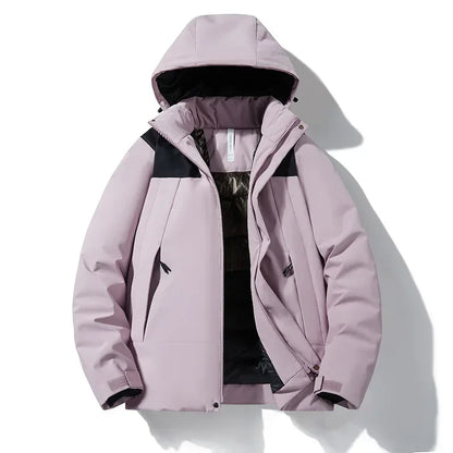 Men's winter jacket with hood - warm outdoor quilted jacket
