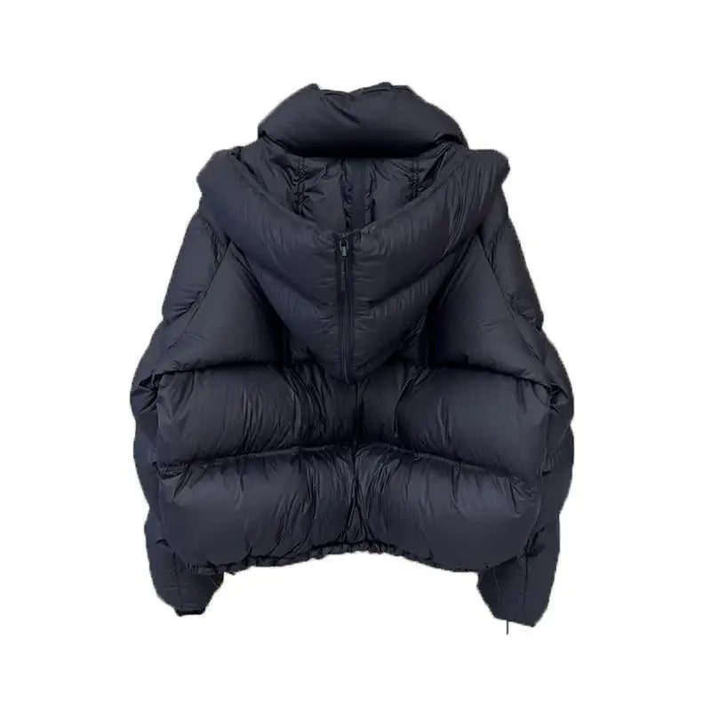 Women's quilted jacket with hood, black, short puffer jacket, warm