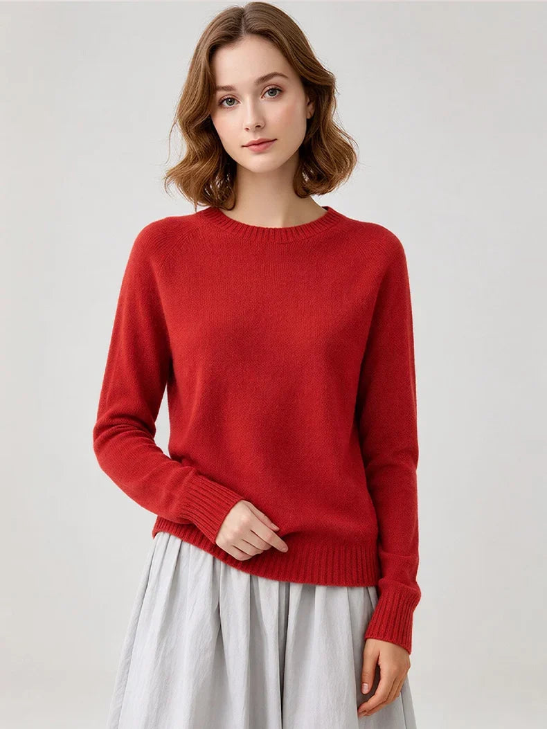 Women's Crew-Neck Sweater Long-Sleeve Basic Knit Sweater