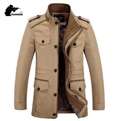 Men's Military Style Casual Jacket – Outdoor Transitional Jacket with Many Pockets