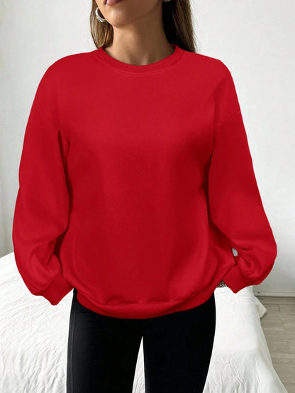 Women's Crew-Neck Oversized Basic Long-Sleeve Sweatshirt