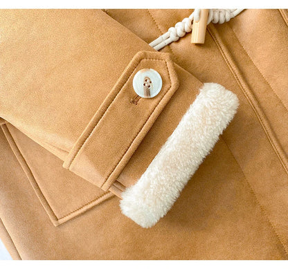 Damen Dufflecoat mit Kapuze und Futter in Camel
