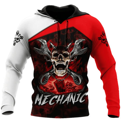 Hoodie mit Mechaniker-Thema und Grafikdruck, verschiedene Designs