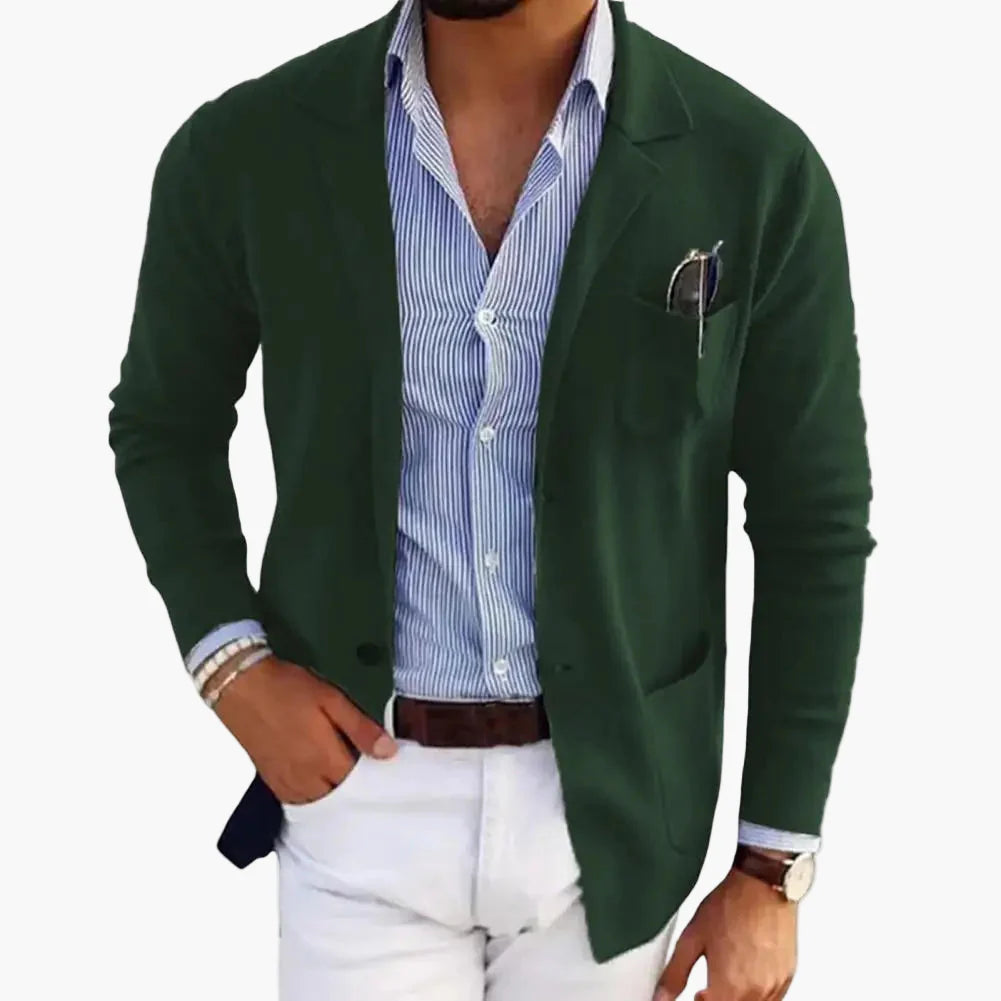 Men's Blazer Modern Single-Breasted Business Casual Jacket with Lapel and Pockets