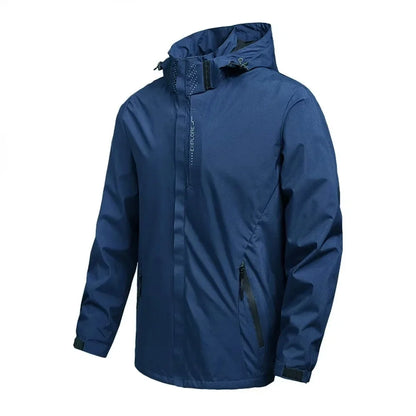 Unisex outdoor jacket with hood, zipper & adjustable cuffs