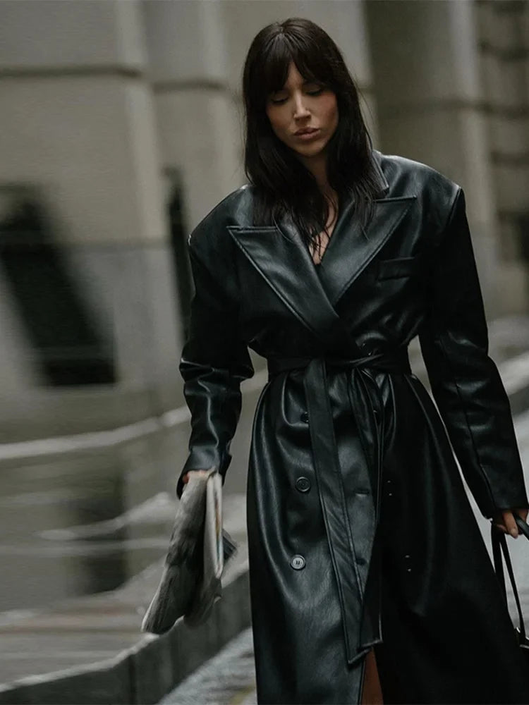 Trenchcoat Damen lang Bindegürtel Weinrot Mantel Elegante Übergangsjacke