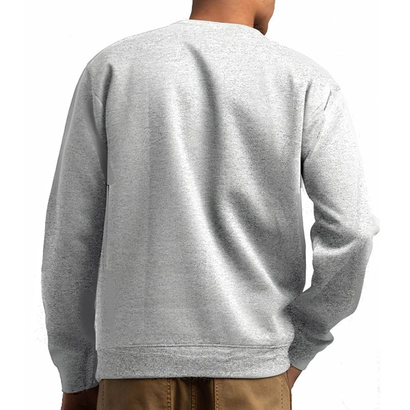 Unisex cotton-blend crew-neck sweatshirt, long sleeves, casual sweater