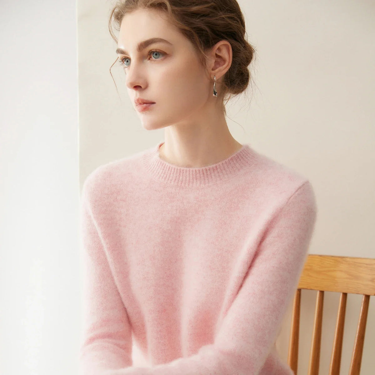 Damen Pullover Rundhalsausschnitt Langarm Weiches Material