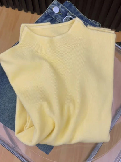 Damen Rollkragenpullover Langarm Feinstrick Weiß