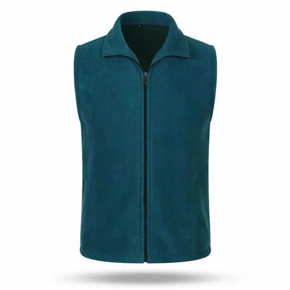 Unisex fleece vest with stand-up collar and zipper