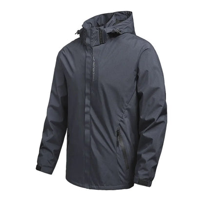 Unisex outdoor jacket with hood, zipper & adjustable cuffs