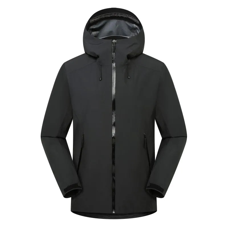 Unisex Outdoorjacke mit Kapuze, Reißverschlusstaschen, wind- und wasserabweisend