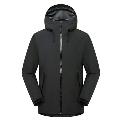 Unisex Outdoorjacke mit Kapuze, Reißverschlusstaschen, wind- und wasserabweisend