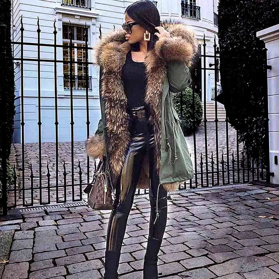 Damen Winter Parka mit abnehmbarem Fellbesatz und Kapuze