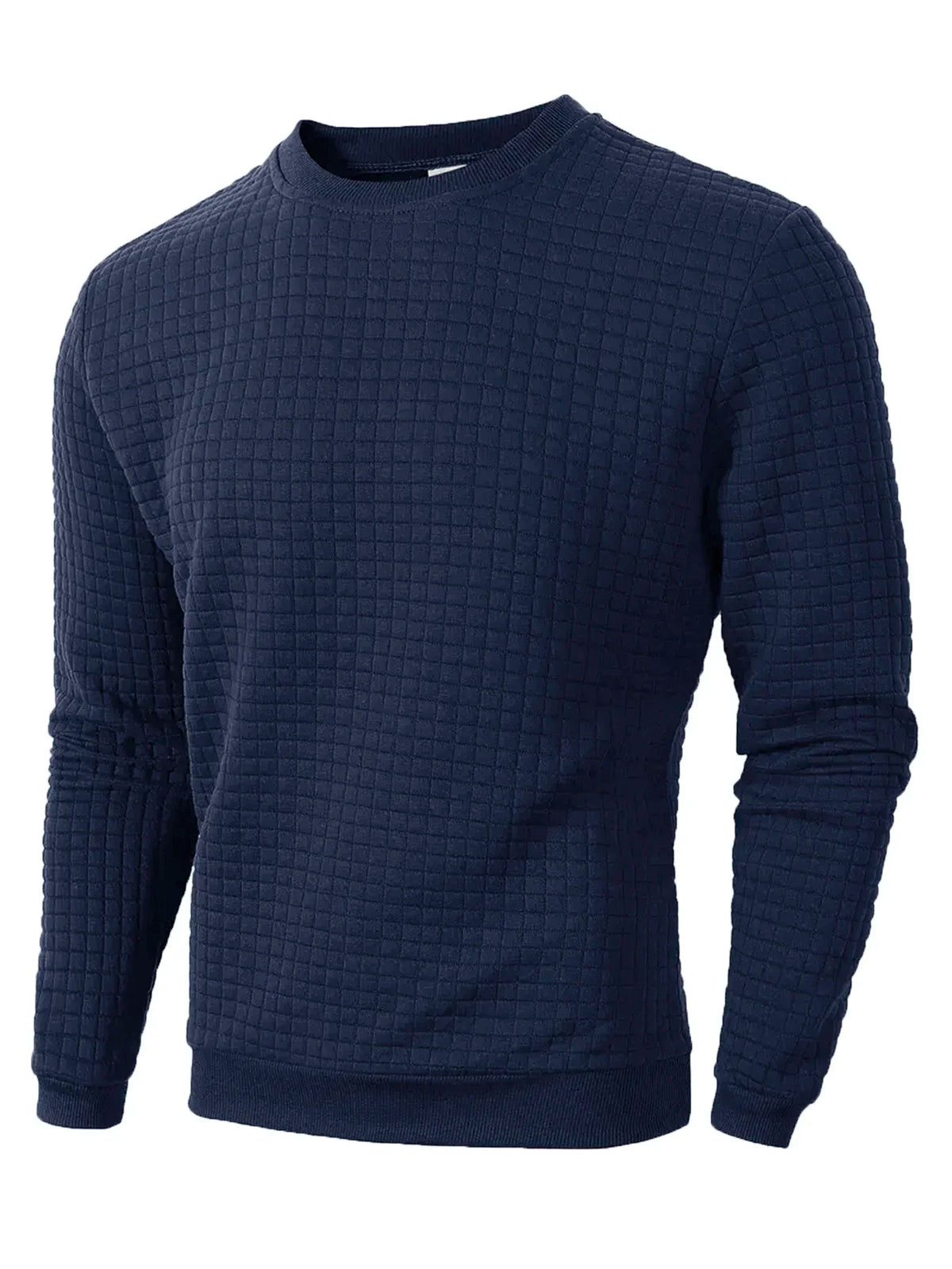 Herren Sweatshirt mit Rautenmuster Langarm Rundhals