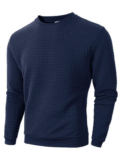 Herren Sweatshirt mit Rautenmuster Langarm Rundhals