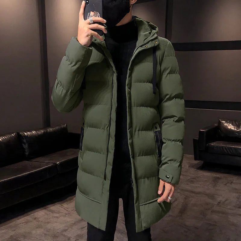 Men's hooded quilted winter coat – Long, warm & padded