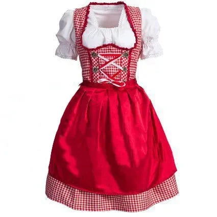 Dirndl Kleid rot-weiß kariert mit Schürze und Bluse