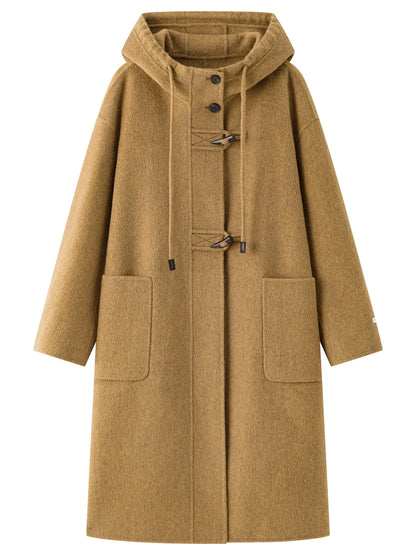 Women's duffle coat with hood and toggle buttons