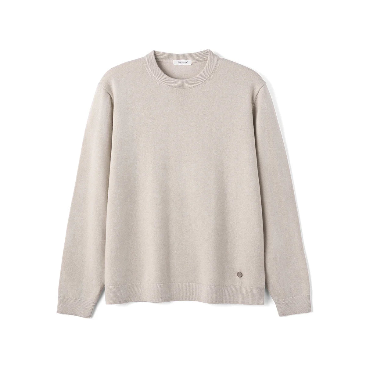 Unisex long-sleeve pullover crew neck fine knit gray