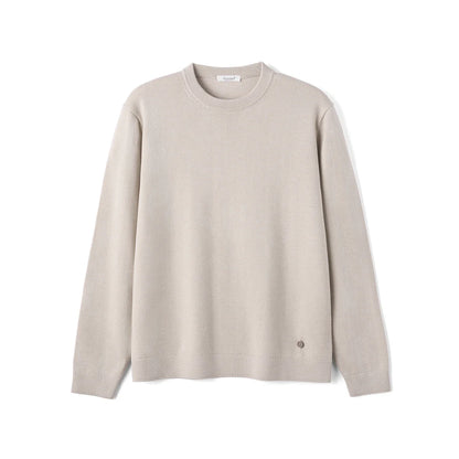 Unisex long-sleeve pullover crew neck fine knit gray