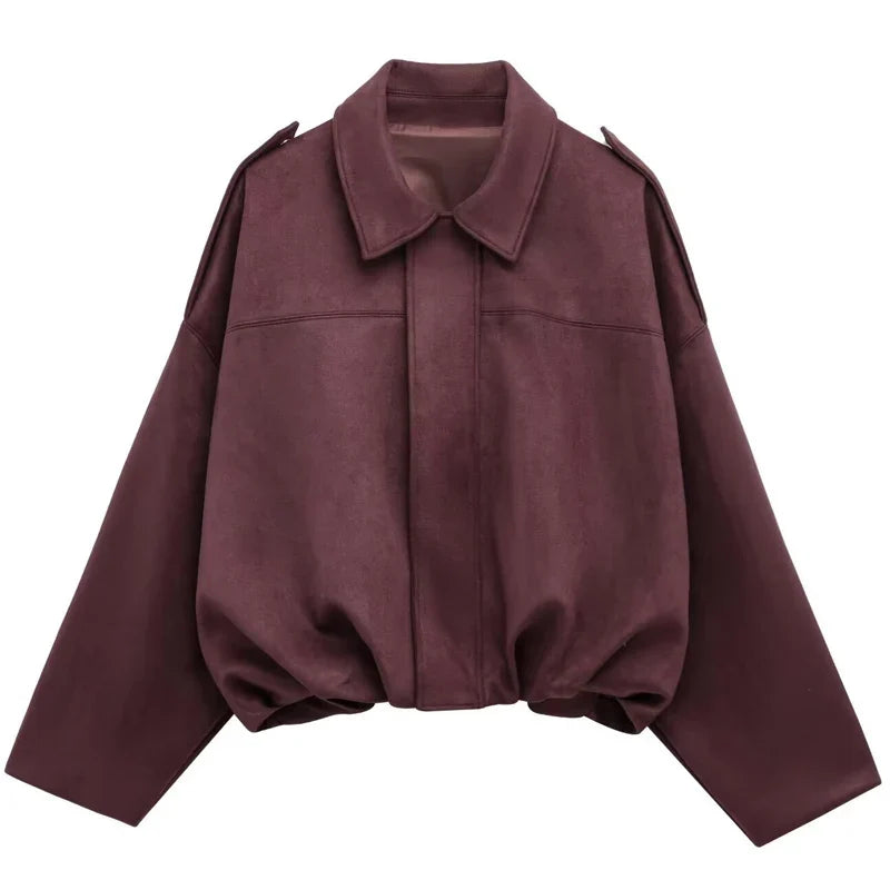Loose-fit bomber jacket with collar and shoulder straps