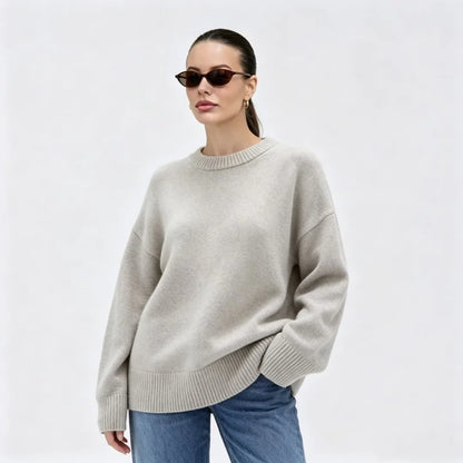 Women's Oversized Loose-Fit Crew-Neck Knit Sweater